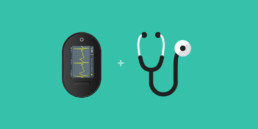 Image of Bioflux device plus a stethoscope indicates how wearables with change healthcare