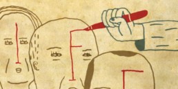 Illustrated image of people being marked as 