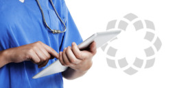 Image of doctor with a mobile device to indicate that AI enhanced RPM can unite the interests of patients, payers, and providers.